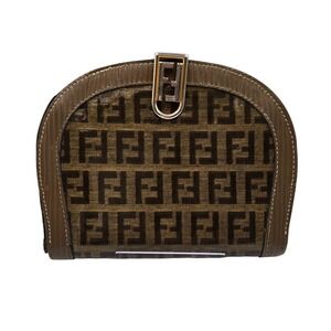 Fendi Vintage Zucca FF Monogram Canvas Bifold Wallet Brown Leather Gold Hardware